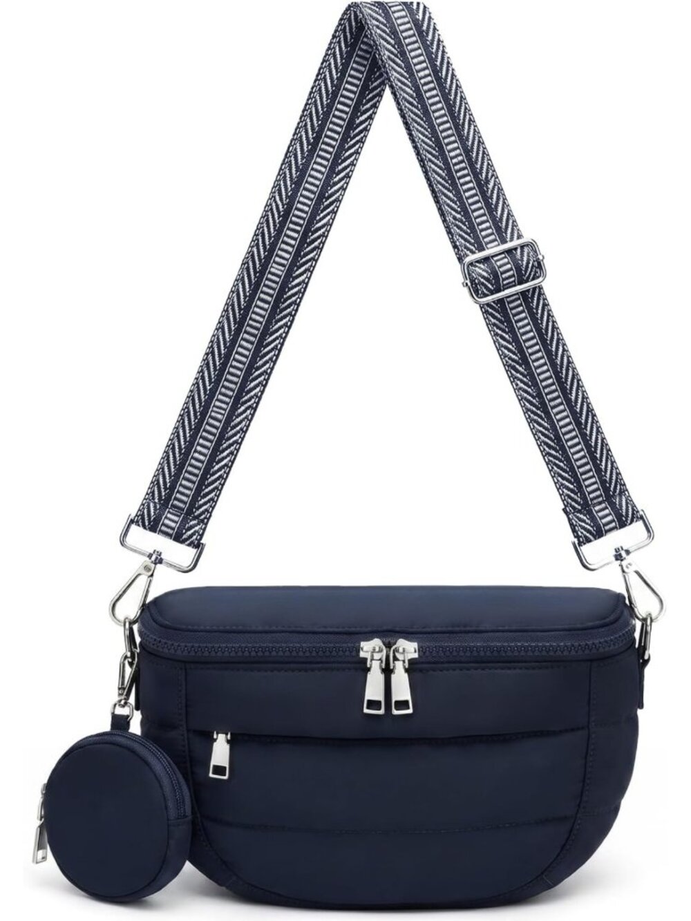 Lightweight Puffy Crossbody Bum Bag for Women - Stylish Travel Purse in Blue